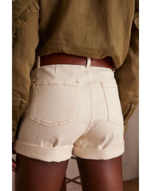 Lila Sh korte broek met crèmekleurige overgeverfde