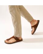 David braune Ledersandalen aus Samt