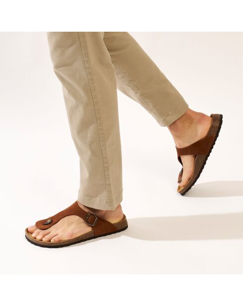 David bruine fluwelen leren sandalen