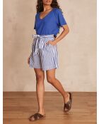 Pia Sh hemelsblauwe gestreepte korte broek