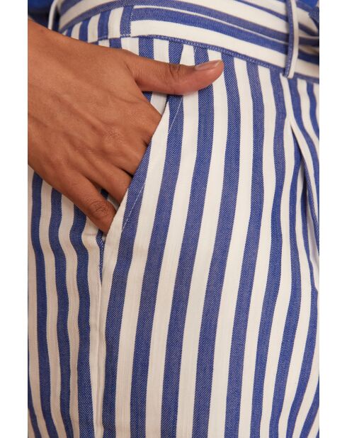 Pia Sh hemelsblauwe gestreepte korte broek