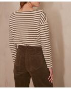 Kaki T-shirt met madeliefjes