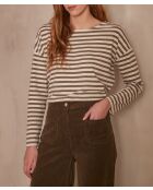 Kaki T-shirt met madeliefjes