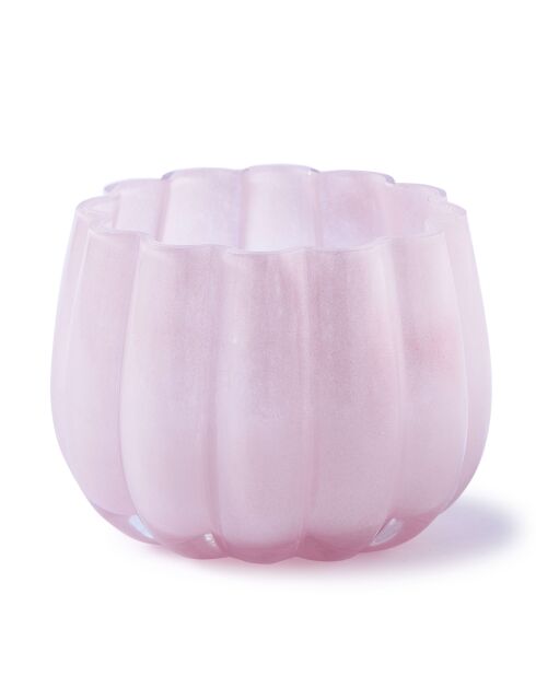 Portavelas rosa con forma de melón huracán - D13,7xH10 cm