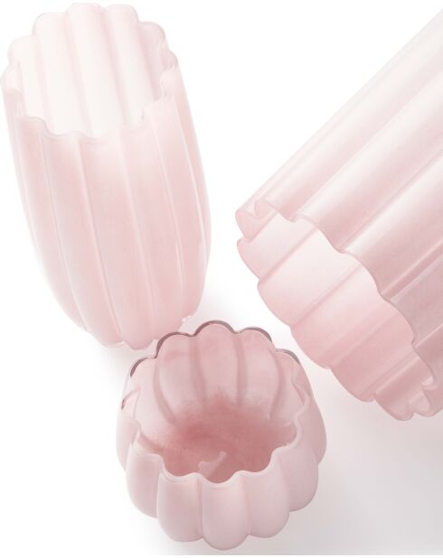 Portavelas rosa con forma de melón huracán - D13,7xH10 cm