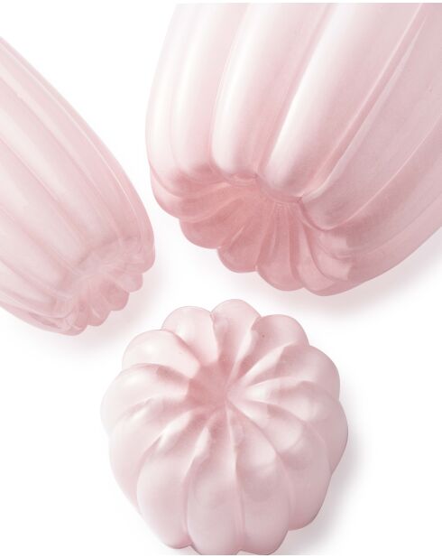 Portavelas rosa con forma de melón huracán - D13,7xH10 cm