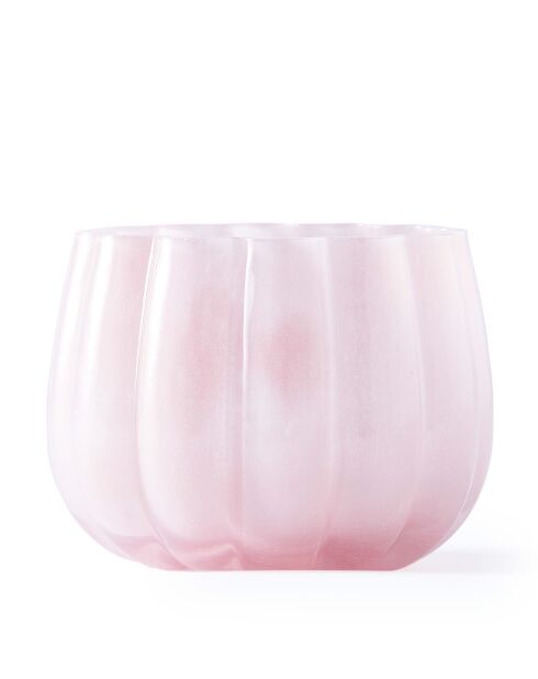 Portavelas rosa con forma de melón huracán - D13,7xH10 cm