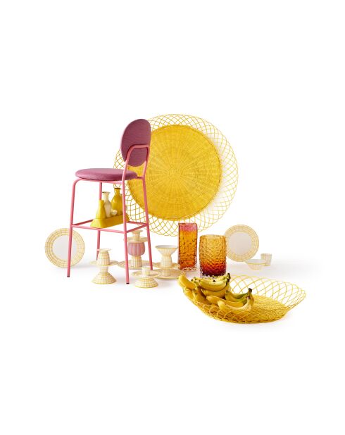 Kerzenhalter aus rosafarbener Hurricane-Melone - D13,7xH10 cm