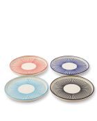 4 platos con rayas marinas multicolores - D20xH2 cm