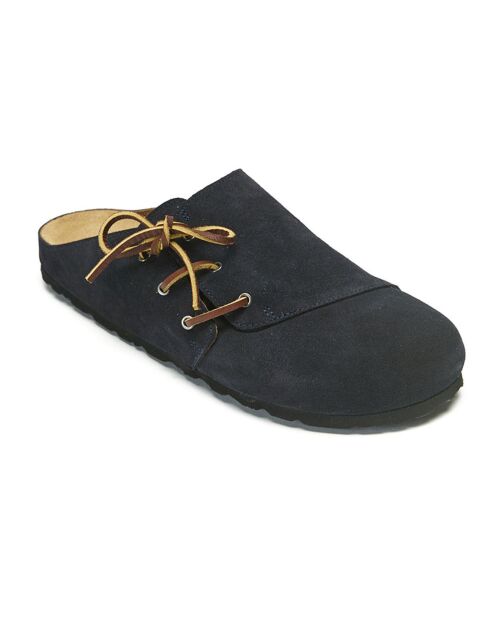 Zuecos de terciopelo de piel Ester azul marino