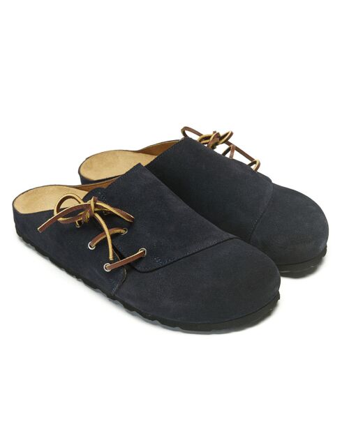 Zuecos de terciopelo de piel Ester azul marino