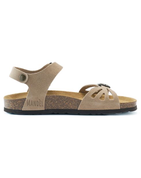 Neva taupe fluwelen leren sandalen