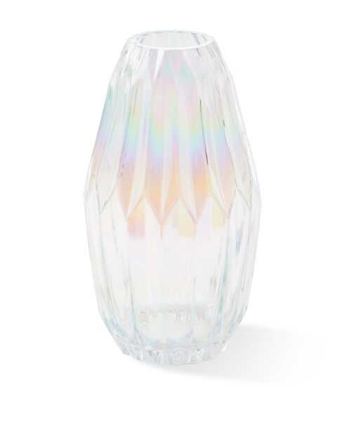 Vase plis verre lustre multicilore M- D17xH32 cm