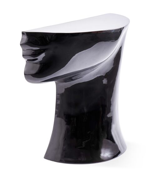 Statue Tête droite bas noire - 41x33x79 cm