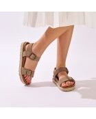 Ines taupe fluwelen leren sandalen