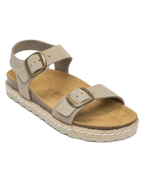 Ines taupe fluwelen leren sandalen