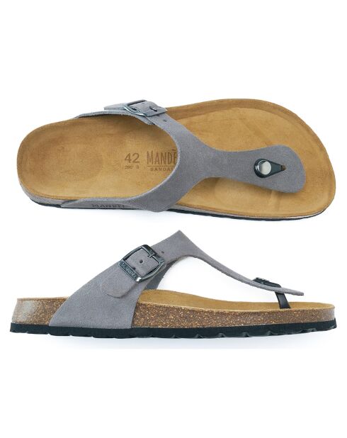 David grijze fluwelen leren sandalen