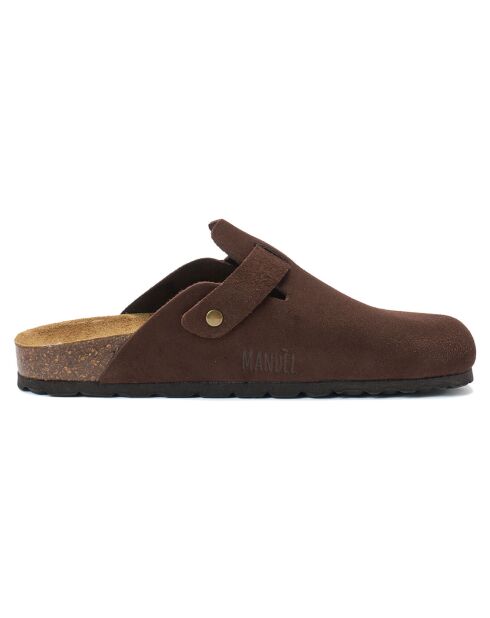 Dunkelbraune Noé Veloursleder-Clogs