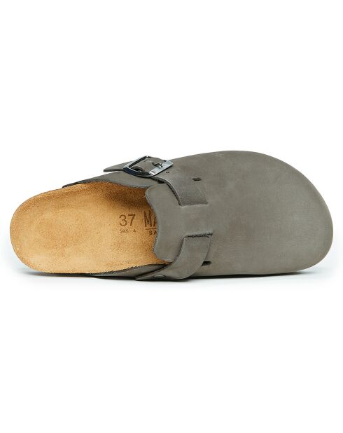 Sabots en velours de cuir Noé gris