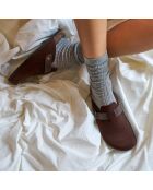 Sabots en velours de cuir Noé marron foncé