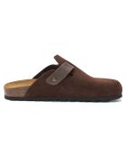 Sabots en velours de cuir Noé marron foncé