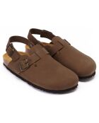 Zoccoli Oscar in pelle di velluto marrone scuro