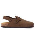 Zoccoli Oscar in pelle di velluto marrone scuro