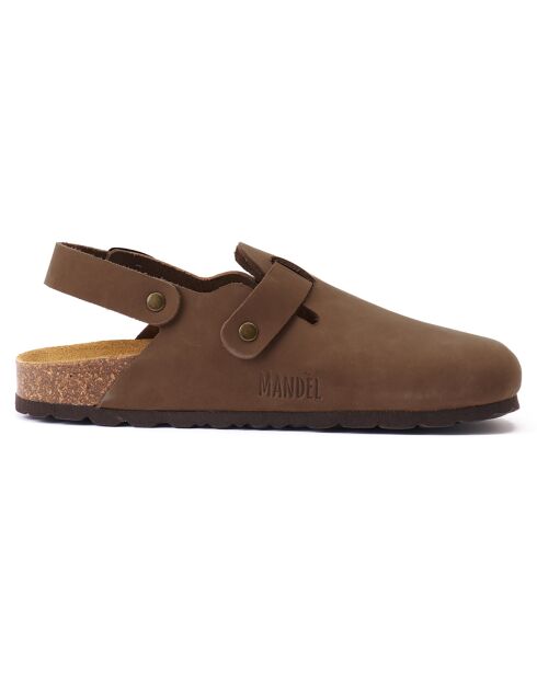 Zoccoli Oscar in pelle di velluto marrone scuro