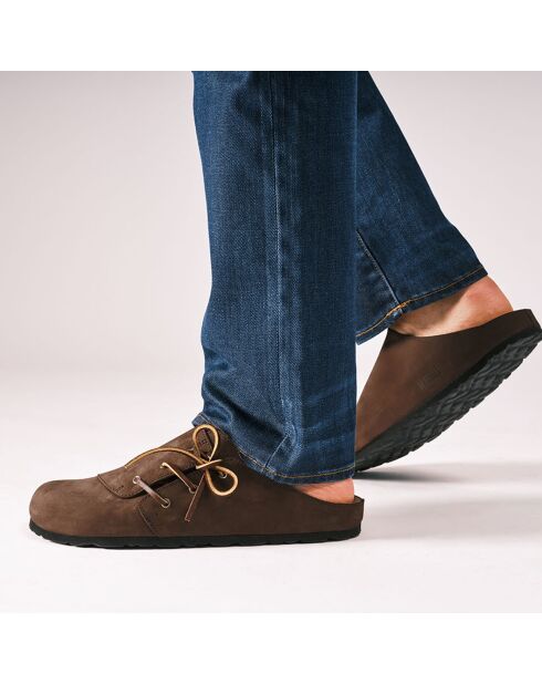 Zuecos Ester de piel marrón