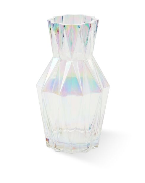 Vase plis verre lustre multicilore S- D17xH31 cm