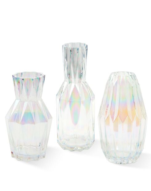 Vase plis verre lustre multicilore S- D17xH31 cm