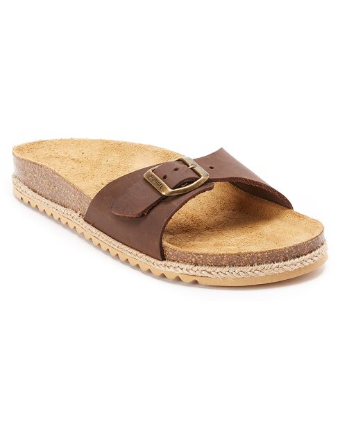 Mules en cuir Agata marron