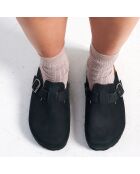 Sabots en velours de cuir Noé noirs