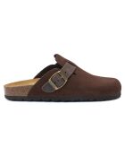 Donkerbruine fluwelen leren klompen van Noé