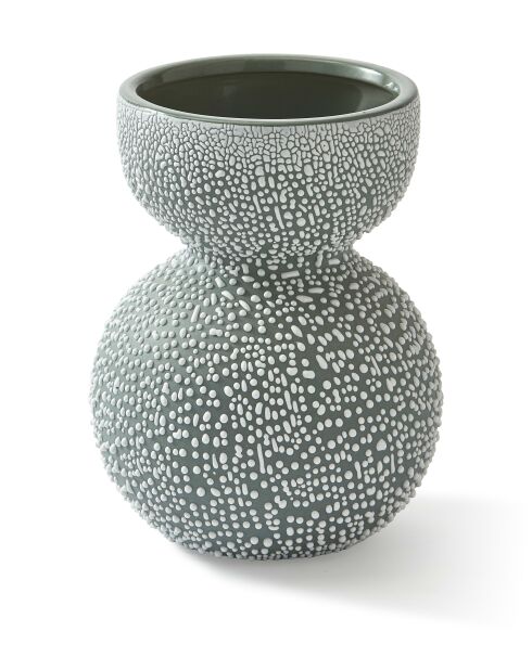 Vase Boolb dots vert foncé S - D13.7xH20 cm