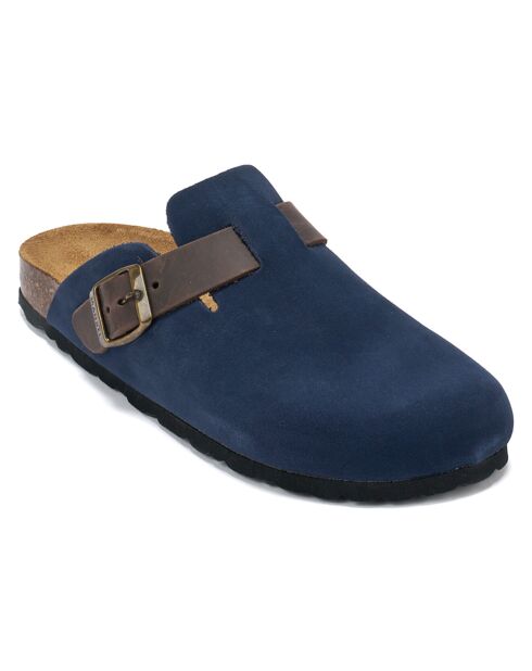 Sabots en velours de cuir Noé marine