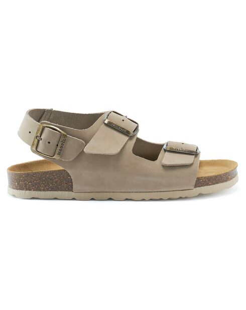 Carlos taupe fluwelen leren sandalen