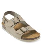 Carlos taupefarbene Ledersandalen aus Samt