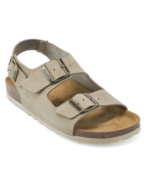 Carlos taupe fluwelen leren sandalen