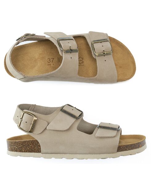 Carlos taupe fluwelen leren sandalen