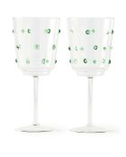 2 verres à vin à pommeau verts - D8.5xH20 cm