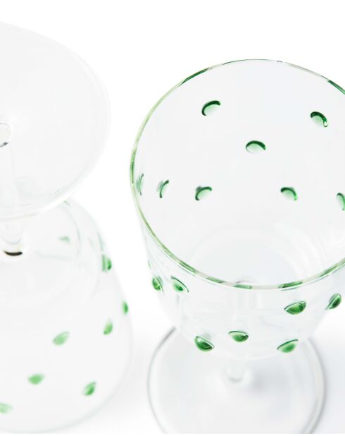 2 verres à vin à pommeau verts - D8.5xH20 cm