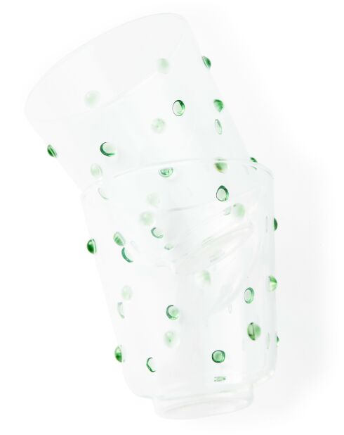 2 verres à vin à pommeau verts - D8.5xH20 cm