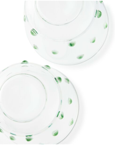 2 verres à vin à pommeau verts - D8.5xH20 cm