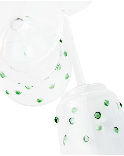 2 verres à vin à pommeau verts - D8.5xH20 cm