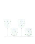 2 verres à vin à pommeau verts - D8.5xH20 cm