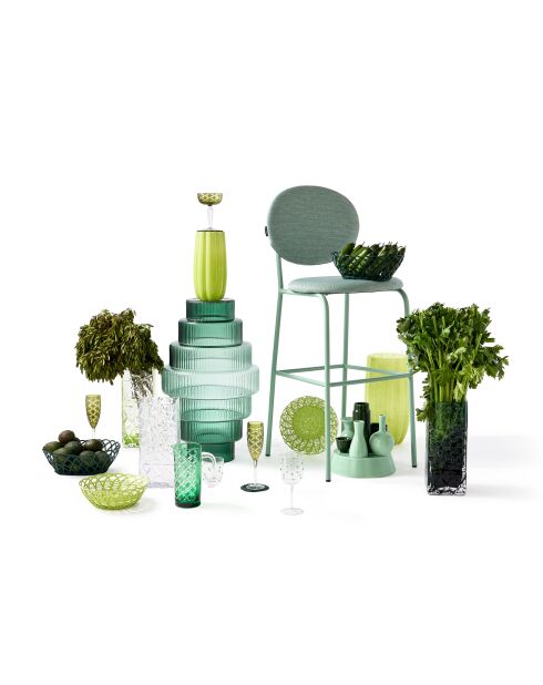 2 verres à vin à pommeau verts - D8.5xH20 cm