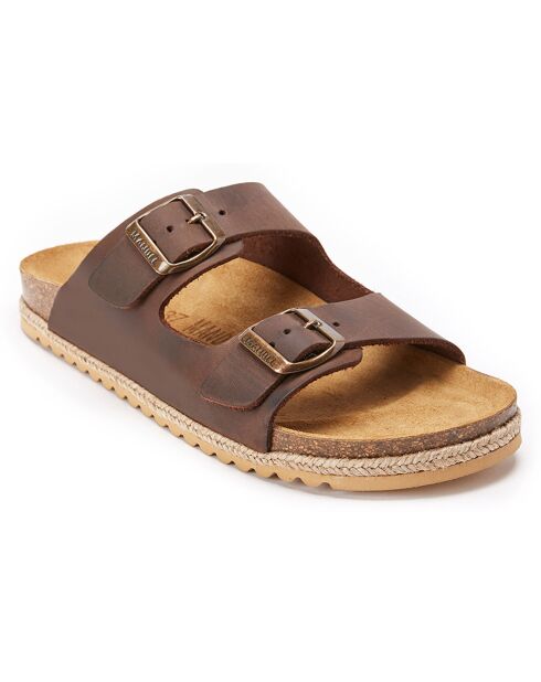 Mules en cuir Alberto marron foncé
