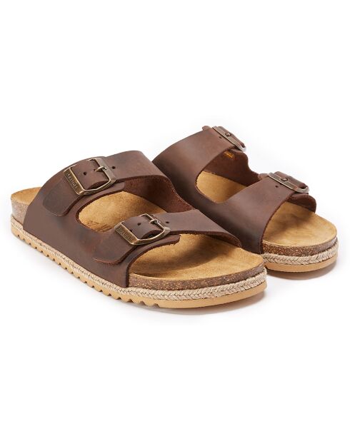 Mules en cuir Alberto marron foncé