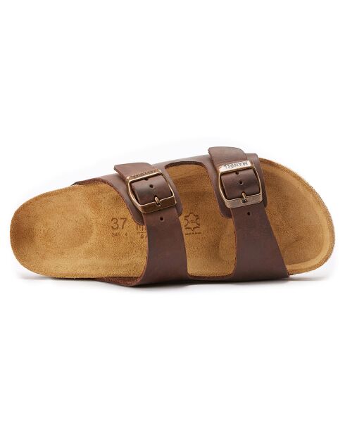 Mules en cuir Alberto marron foncé